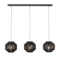 Hängeleuchte 3-flammig B: 130 cm Schwarz E27 Metall...