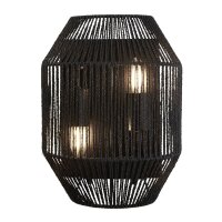 Wandleuchte Schwarz 2-flammig E27 Seil Schirm H: 30,5 cm