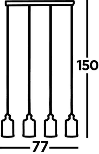 Pendelleuchte 4-flammig E27 Glas Metall Vintage LOGAN
