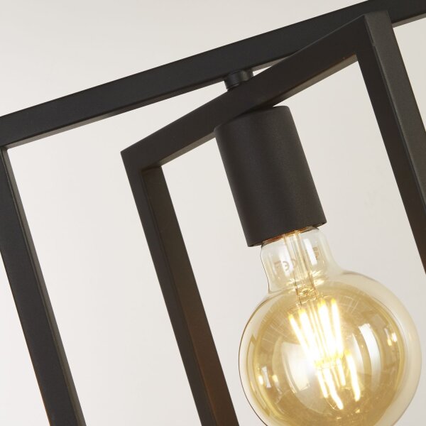 Lampe suspendue 4 flammes E27 noir métal design rétro
