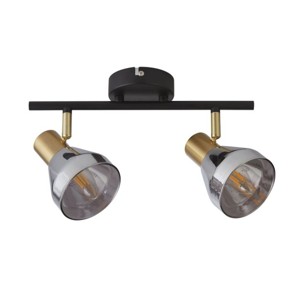 Spot de plafond 2 flammes E14 verre fumé métal réglable