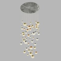 LED Hängeleuchte D: 140 cm in Chrom Kupfer Messing
