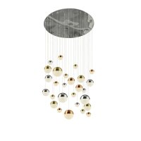 LED Pendelleuchte Ø 97 cm in Chrom Kupfer Messing...
