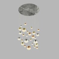 LED Pendelleuchte Ø 97 cm in Chrom Kupfer Messing...