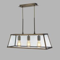 Lampe à suspendre verre métal L : 65 cm 3x...