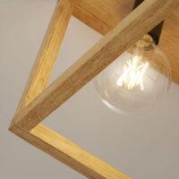 Plafonnier 4 flammes Nature Noir E27 Bois Métal