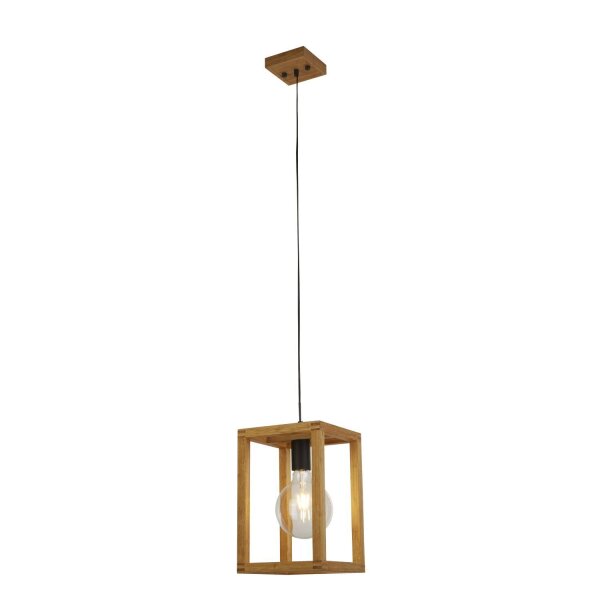 Suspension Nature Noir carré E27 Bois Bambou