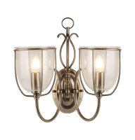 Wandleuchte 2-flammig mit Schalter E14 Glas Metall