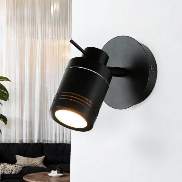 Wandlampe IP44 GU10 Ø 10 cm Schwarz matt verstellbar