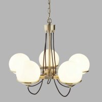 Lustre à 5 flammes en laiton antique blanc E14...