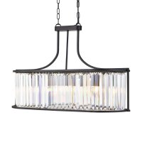 H&auml;ngelampe Kristall 78 cm lang 5x E14 Metall Glas