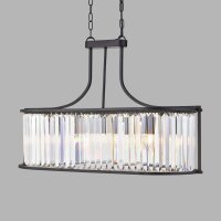 Hängelampe Kristall 78 cm lang 5x E14 Metall Glas