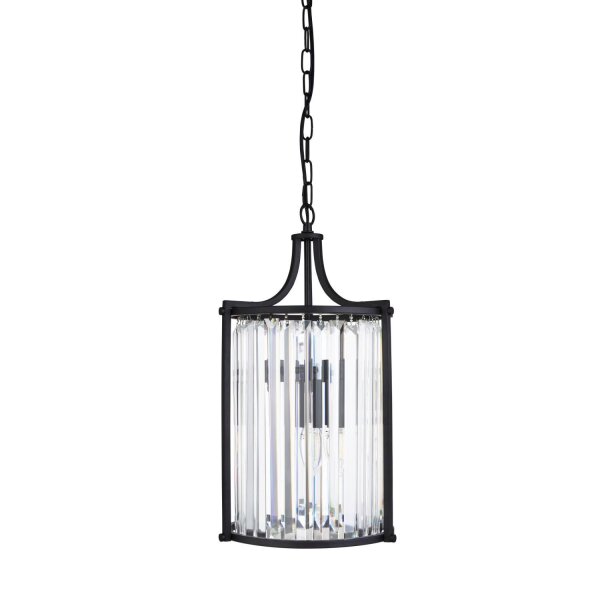 Art Déco Pendelleuchte Schwarz Ø 26 cm Kristall 2x E14