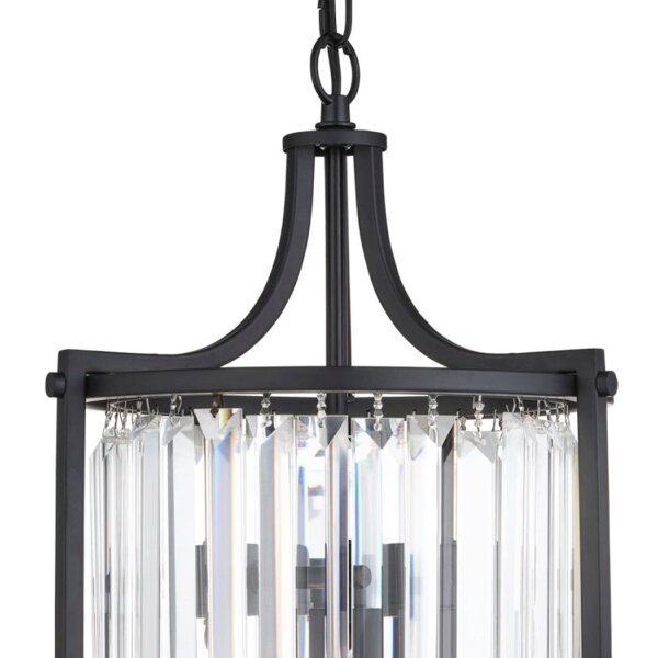 Art Déco Pendelleuchte Schwarz Ø 26 cm Kristall 2x E14