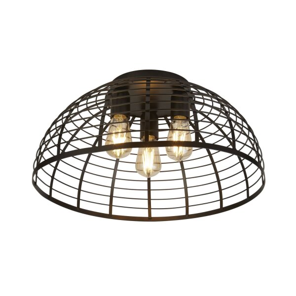 Plafonnier rond Ø 40 cm Noir Métal 3x E27