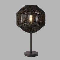 Tischleuchte Schwarz 55 cm Ø 30,5 cm Seil Schirm...