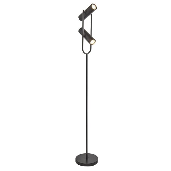Lampadaire 2 flammes noir GU10 150 cm métal ajustable
