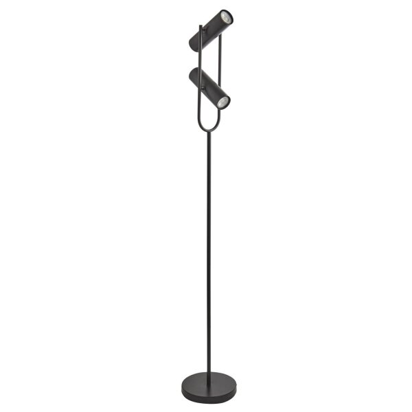 Lampadaire 2 flammes noir GU10 150 cm métal ajustable