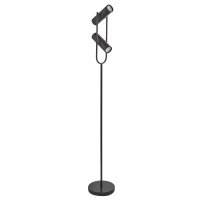 Lampadaire 2 flammes noir GU10 150 cm métal ajustable