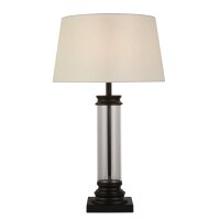 Tischleuchte 63 cm Schwarz Wei&szlig; E27 Stoff Glas