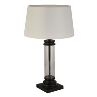 Tischleuchte 63 cm Schwarz Weiß E27 Stoff Glas