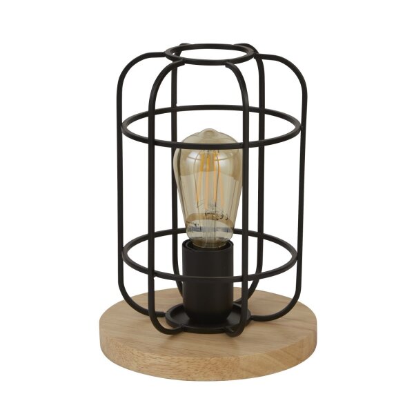 Petite lampe de table H : 24,5 cm Ø 18 cm E27 Métal Bois
