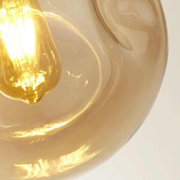Lampe à suspendre 3 flammes E27 Noir Champagne Abat-jour sphérique