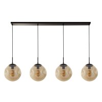 Suspension 4 flammes E27 noir champagne verre