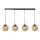 Suspension 4 flammes E27 noir champagne verre