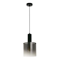 Hängelampe Glas Metall D: 22 cm E27 Schwarz Rauchgrau