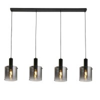 Hängelampe Grau Schwarz B: 142 cm 4-flammig E27 Glas...