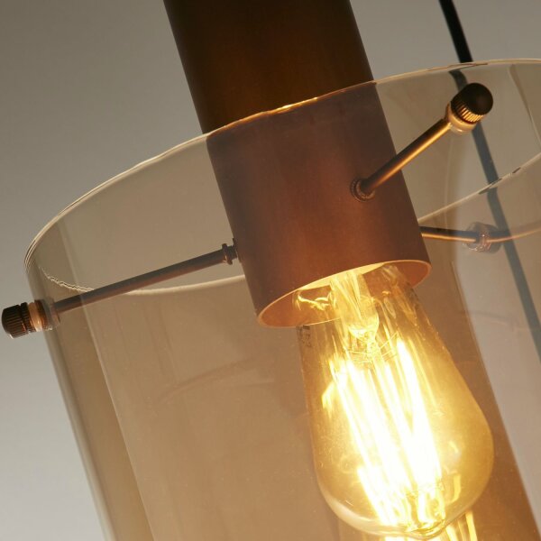 Hängeleuchte 3-flammig Braun Bernstein E27 D: 47 cm