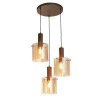 Lampe &agrave; suspendre 3 flammes brun ambre E27 D : 47 cm