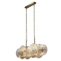 H&auml;ngelampe Glas Metall B: 90 cm in Bronze Bernstein...