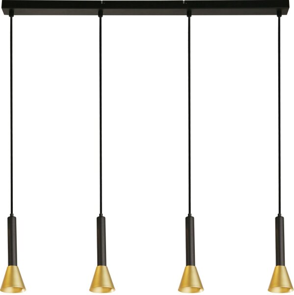 Hängelampe 4-flammig in Schwarz Gold GU10 Metall Retro