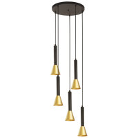 H&auml;ngeleuchte 5-flammig GU10 &Oslash; 37 cm in Schwarz Gold