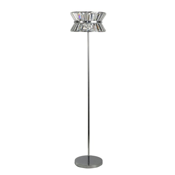 Lampadaire cristal 150 cm petit Art Déco chrome clair