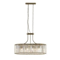 Lampe à suspendre cristal en laiton antique clair...