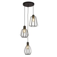 Hängelampe 3-flammig E27 Ø 45 cm Schwarz...