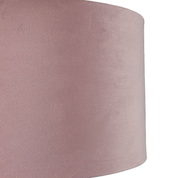 Abat-jour velours D : 28 cm en rose argent rond