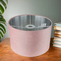 Abat-jour velours D : 28 cm en rose argent rond