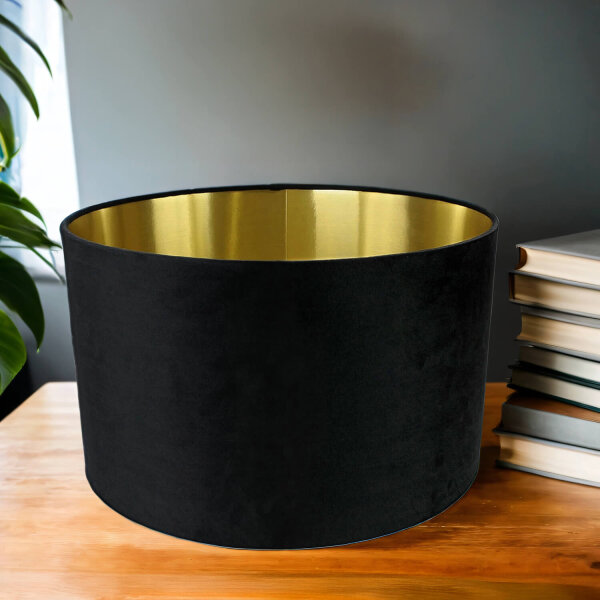Lampenschirm Hängelampe Schwarz Gold Ø 40 cm Stoff Modern