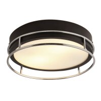 Plafonnier salle de bain IP44 2x E14 D : 30 cm noir chrome