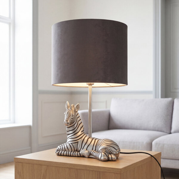 Tischlampe Modern 35 cm Zebra E27 in Silber Schwarz