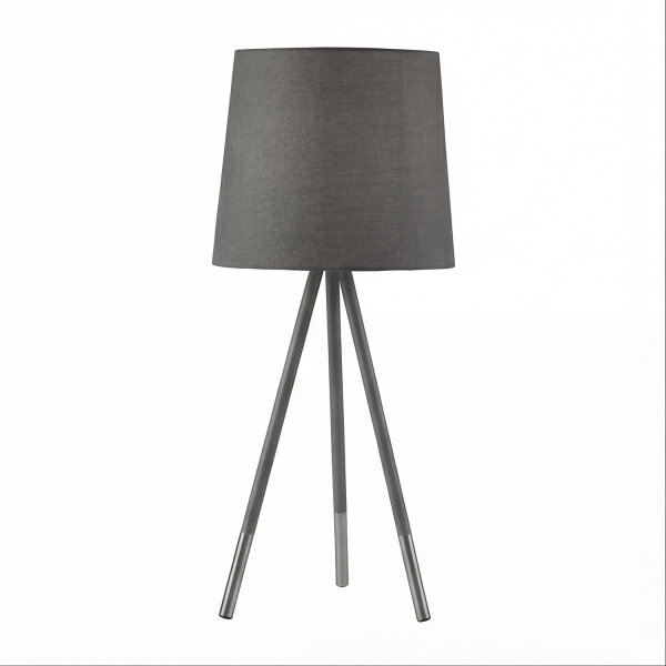Lampe de chevet tripode E14 54 cm en argent mat gris