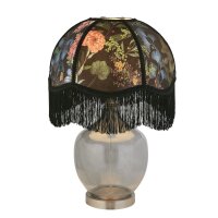 Nachttischlampe Grau Bunt E27 55 cm D: 38 cm Stoff Rauchglas
