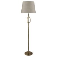 Lampadaire 152 cm E27 en laiton antique Crème...