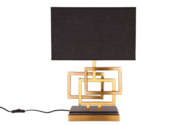 Wohnliche Tischleuchte Schwarz Gold Stoff blendarm E27