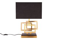 Lampe de table confortable noir or tissu...