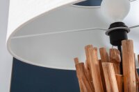 Lampadaire tripode bois lin tablette 153 cm faible...